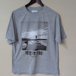 Boys Zara Gray Graphic T-Shirt Sz 13-14